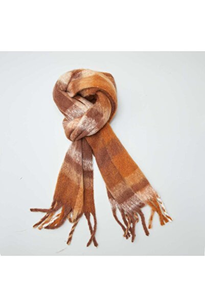 KIABI وشاح ماكسي منقوش ومطرز باللون البني