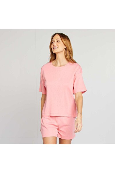 KIABI Pointelle knit shorts + T-shirt pyjama set - 2-piece set PINK