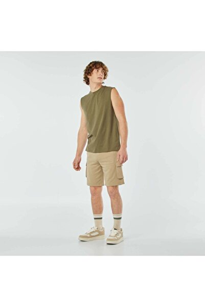 KIABI Multi-pocket sweatshirt fabric Bermuda shorts BEIGE