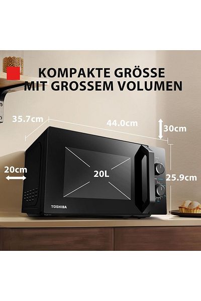 Toshiba Microwave Oven 20l 800w With Defrosting Led 5 Power Levels And Rotating Plate
