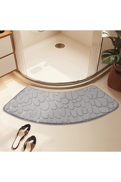 Bogadini Covoras Baie Evantai 100x40 Cm Antiderapant Absorbant Lavabil Gri