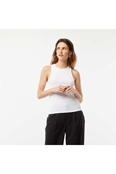 KIABI صدرية علوية بأكتاف مقطوعة باللون الأبيض