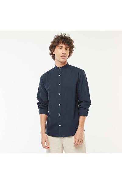 KIABI قميص أكسفورد بياقة ماندرين باللون الأزرق