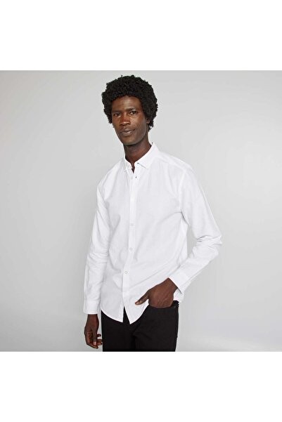 KIABI قميص أكسفورد أبيض بقصّة عادية