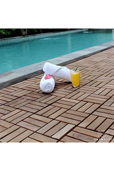 GRİMALDİ İthal Parke Balkon Teras Yer Döşemesi Masif ,karo Zemin Kaplama Akasya Kahverengi 10 Adet