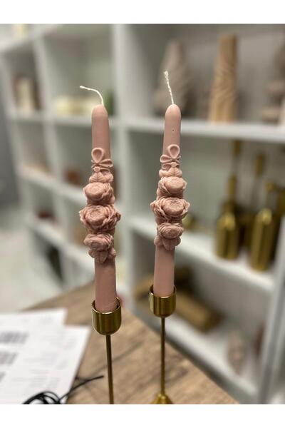 SCA CANDLE Dekoratif Mum Şamdanlık gül Model ikili ürün