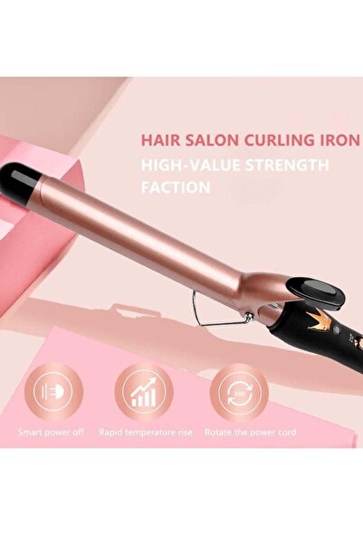 REFURA Professional Series Hair Curling Iron, Extra-Long Heating Ceramic Barrel, Max Temp 210°C Ros