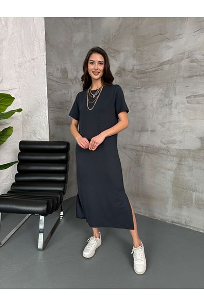 Elif Özbey Butik Rochie afumată modal lejeră - Detaliată cu fantă