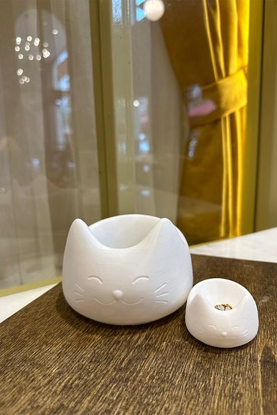 Obaco 2 Pieces Cat Jewelry Organizer Set, Keychain Bowl, Welcome Table, Ring Bowl Necklace