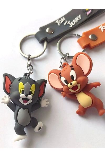 VerdeHome 3D Keychain with Tom and Jerry Figures 2 Pieces – Cute Cartoon Character, Bag Accessory