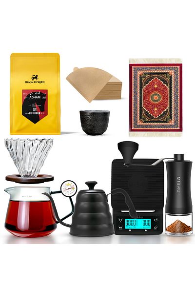 MIBRU V60 Coffee Set 9 Piece Coffee Drip Coffee Making Kit Premium Pour Over 1200ml Jug With Thermometer