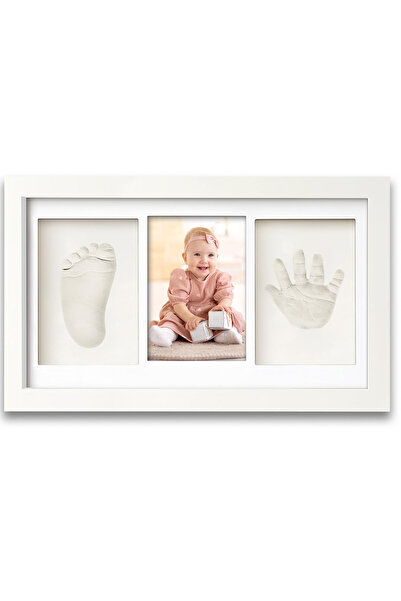 Moky Design Bebek El Ayak İzi Seti – Kişiselleştirilebilir Kil Anı Çerçevesi | Yenidoğan Bebek Hediye ve Hatıra
