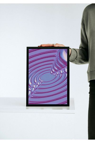 Arthopia Heart Orbit Silver Hologram Pinterest Αφίσα με κορνίζα Υψηλής ποιότητας διακοσμητικό σχέδιο ζωγραφικής