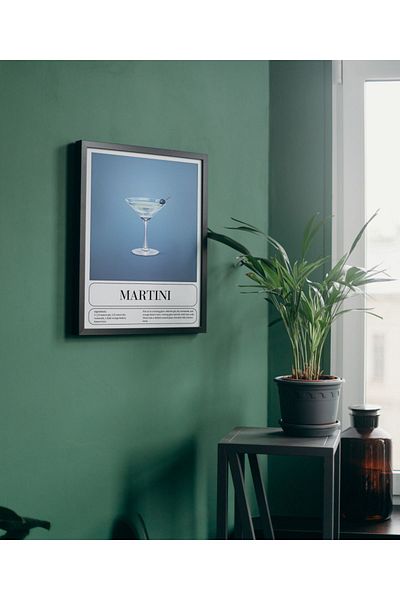 Arthopia Martini Cocktail Alcohol Drink Αφίσα με κορνίζα Δώρο Διακόσμηση Σχέδιο Ζωγραφική