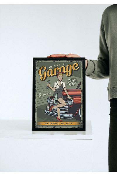 Arthopia Vintage Pinterest Garage Repair Αφίσα με κορνίζα Υψηλής ποιότητας ζωγραφική σχεδίου