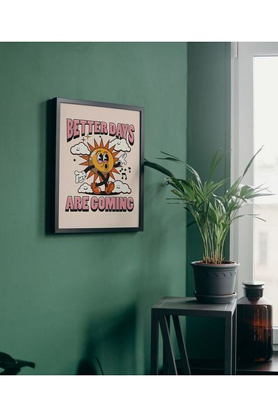 Arthopia Καλύτερες μέρες έρχονται Pinterest Πίνακας σχεδίασης διακόσμησης υψηλής ποιότητας με πλαίσιο αφίσας