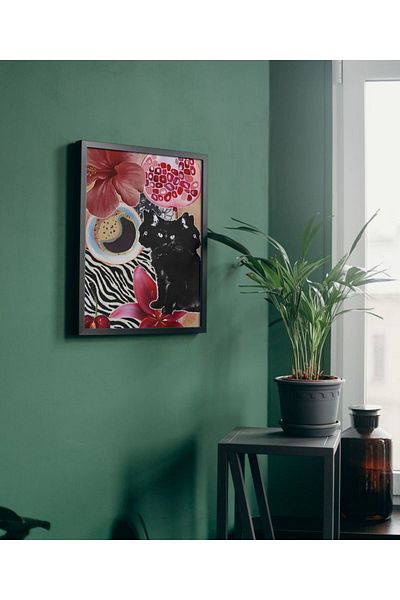Arthopia Black Cats Aesthetic Board Cats And Flowers Pinterest Δώρο Αφίσα Κορνίζα Καλλιτεχνική ζωγραφική