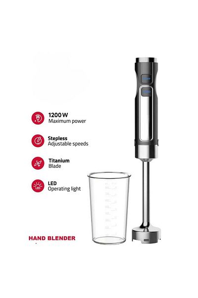 Generic Hand Blender 1200W – Heavy Duty Stick Blender with Adjustable Speed, Titanium Blade, LED Light & 8