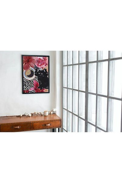 Arthopia Black Cats Aesthetic Board Cats And Flowers Pinterest Δώρο Αφίσα Κορνίζα Καλλιτεχνική ζωγραφική