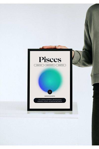 Arthopia Pisces Ψάρι Ζώδια Pinterest Αφίσα με κορνίζα Υψηλής ποιότητας διακοσμητικό σχέδιο ζωγραφικής