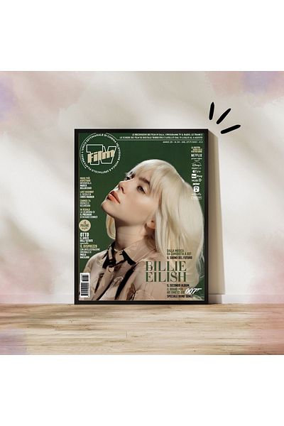 Arthopia Billie Eilish Magazine Αφίσα με κορνίζα Δώρο Διακόσμηση Σχέδιο Ζωγραφική