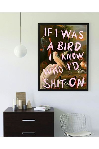 Arthopia Αν ήμουν ένα πουλί Popart Banner Pinterest Δώρο Αφίσα Πίνακας καλλιτεχνικού σχεδιασμού με κορνίζα