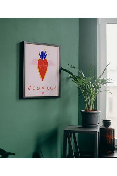 Arthopia Courage Courage Heartiness Σετ δώρου Αφίσα Πίνακας καλλιτεχνικού σχεδιασμού με κορνίζα