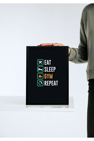 Arthopia Eat Sleep Gym Repeat Poster Πίνακας υψηλής ποιότητας σχεδίου με πλαίσιο