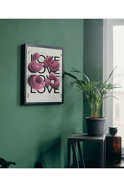 Arthopia Love Love Love Δώρο για την Ημέρα του Αγίου Βαλεντίνου Αφίσα με κορνίζα ζωγραφική καλλιτεχνική σχεδίαση