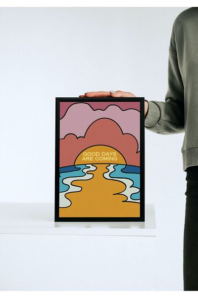 Arthopia Καλά ημέρες έρχονται Sunset Pinterest Αφίσα με κορνίζα Υψηλής ποιότητας διακοσμητικό σχέδιο ζωγραφικής
