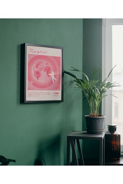 Arthopia Pink Moon Spiritualism Aestethic Pinterest Αφίσα με κορνίζα Υψηλής ποιότητας διακοσμητικό σχέδιο ζωγραφικής