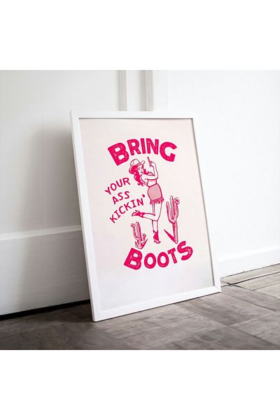 Arthopia Kicking Boots Cowgirl Cowboy Pinterest Δώρο Αφίσα Πλαίσιο Καλλιτεχνική Ζωγραφική