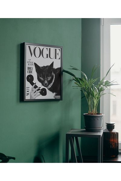 Arthopia Vogue Cat Cat Μαύρο Λευκό Pinterest Αφίσα με κορνίζα Υψηλής ποιότητας διακοσμητικό σχέδιο ζωγραφικής
