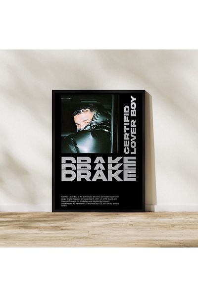 Arthopia Drake Certified Lover Boy Πίνακας υψηλής ποιότητας σχεδίου με κορνίζα