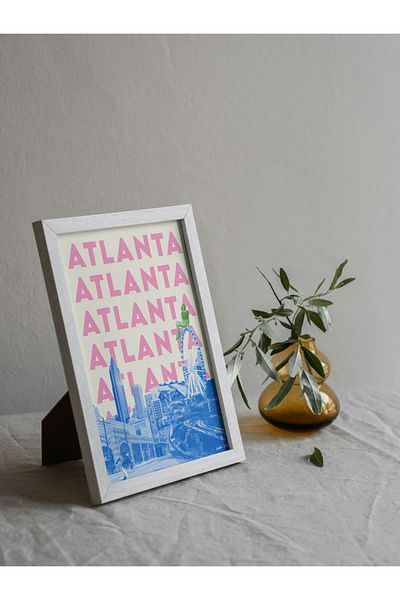 Arthopia Atlanta Blue City Cities Pinterest Πίνακας σχεδίασης διακόσμησης με πλαίσιο αφίσας