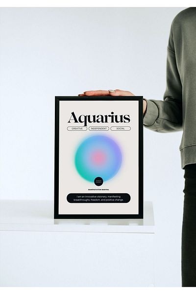 Arthopia Aquarius Aquarius Zodiac Signs Pinterest Αφίσα με κορνίζα Υψηλής ποιότητας διακοσμητικό σχέδιο ζωγραφικής