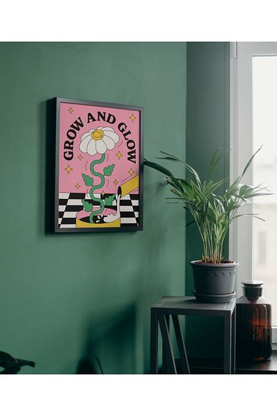 Arthopia Grow And Glow Pinterest Αφίσα με κορνίζα Υψηλής ποιότητας διακοσμητικό σχέδιο ζωγραφικής