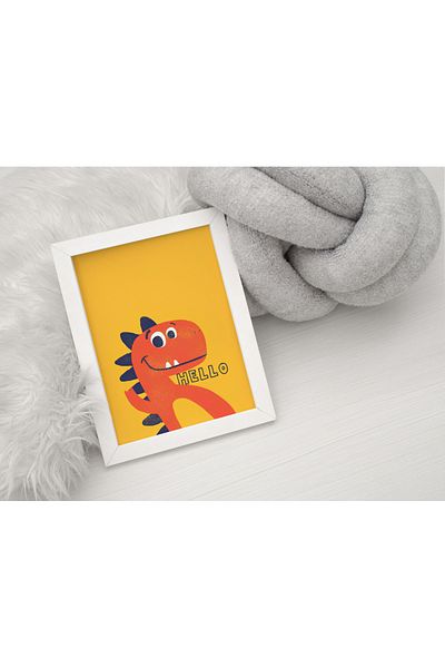 Arthopia Cute Animals Red Dinosaur Διακόσμηση Παιδικού Δωματίου Ποιοτική ζωγραφική με κορνίζα