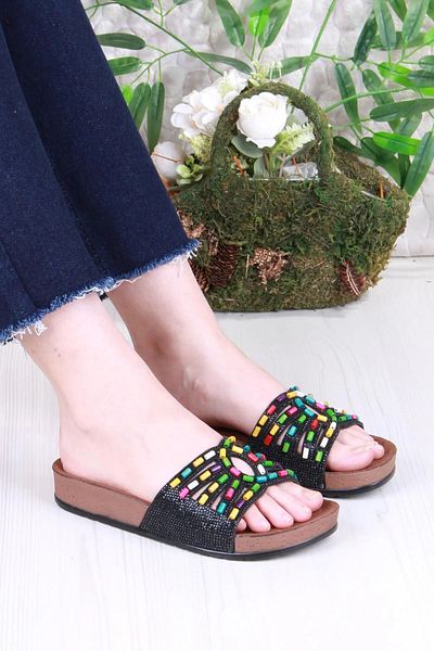 Pienn Colorful Bead Embroidered Women's Slippers – Comfortable and Lightweight Summer Sole