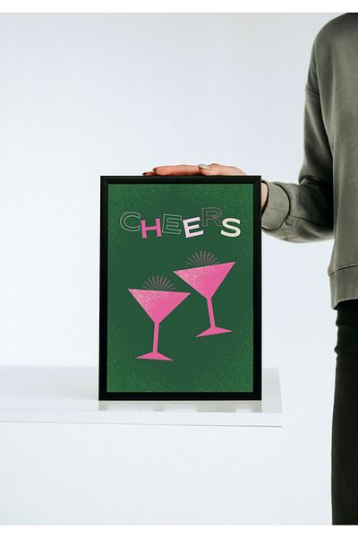 Arthopia Cheers Cocktail Alcohol Drink Αφίσα με κορνίζα Δώρο Διακόσμηση Σχέδιο Ζωγραφική