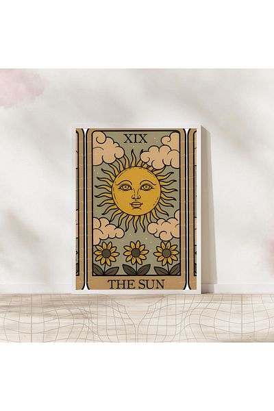 Arthopia Κάρτα Ταρώ The Sun Pinterest Διακοσμητική αφίσα με πλαίσιο Υψηλής ποιότητας σχεδιασμός ζωγραφικής