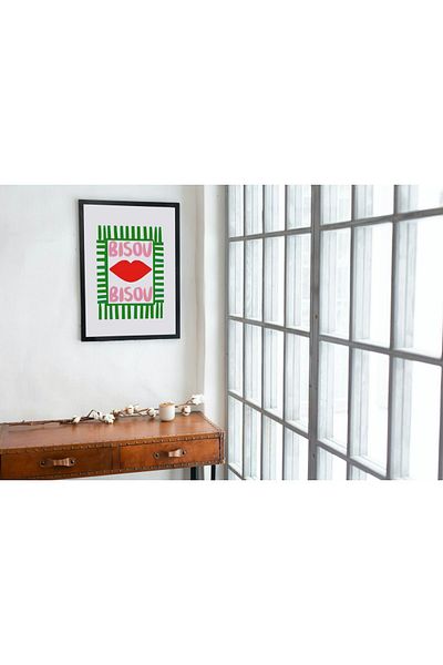 Arthopia Bisou Red Lips Pinterest Δώρο Αφίσα Πίνακας Καλλιτεχνικού Σχεδιασμού με κορνίζα