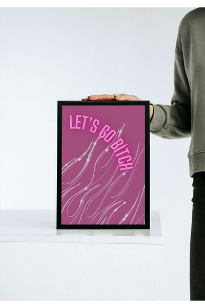 Arthopia Let's Go Bitch Pink Pinterest Αφίσα με κορνίζα Υψηλής ποιότητας διακοσμητικό σχέδιο ζωγραφικής