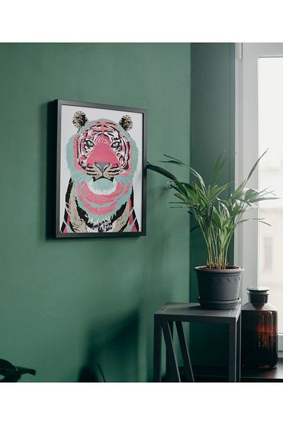Arthopia Πολύχρωμο πορτρέτο τίγρης Tiger Pinterest Δώρο Αφίσα Πίνακας Καλλιτεχνικού Σχεδιασμού με κορνίζα