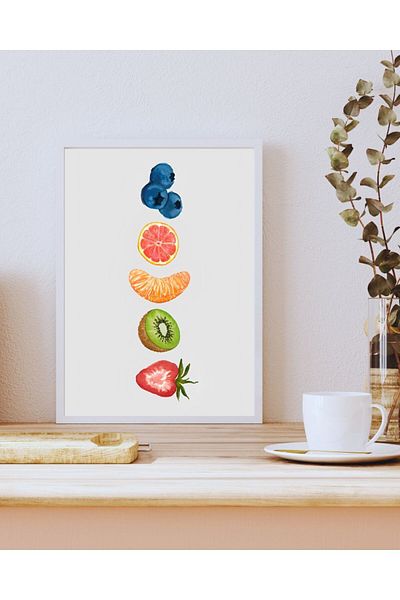 Arthopia Rainbow Fruit Summer Poster Πίνακας καλλιτεχνικού σχεδιασμού με κορνίζα