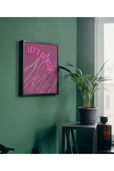 Arthopia Let's Go Bitch Pink Pinterest Αφίσα με κορνίζα Υψηλής ποιότητας διακοσμητικό σχέδιο ζωγραφικής