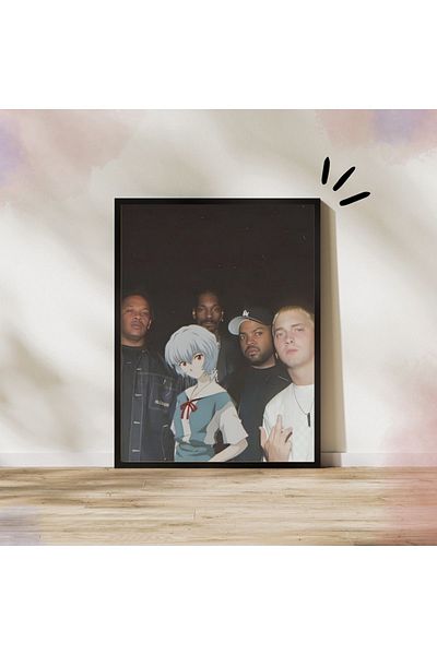 Arthopia Rap Gods And Anime Girl Αφίσα με κορνίζα Δώρο Διακόσμηση Σχέδιο ζωγραφικής