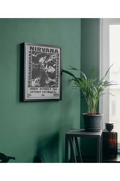 Arthopia Nirvana Kurt Cobain Logo Concert Pinterest Αφίσα με κορνίζα Υψηλής ποιότητας ζωγραφική σχεδίασης
