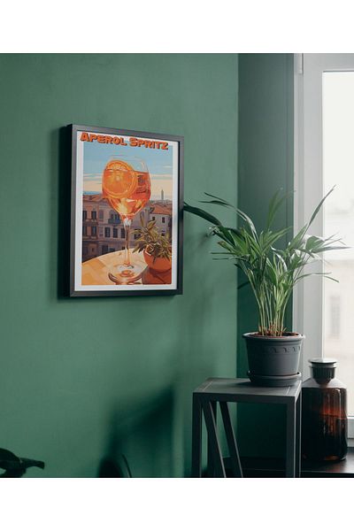 Arthopia Aperol Spritz Cocktail Cocktail Δώρο Αφίσα Πλαισιωμένη ζωγραφική καλλιτεχνικής σχεδίασης