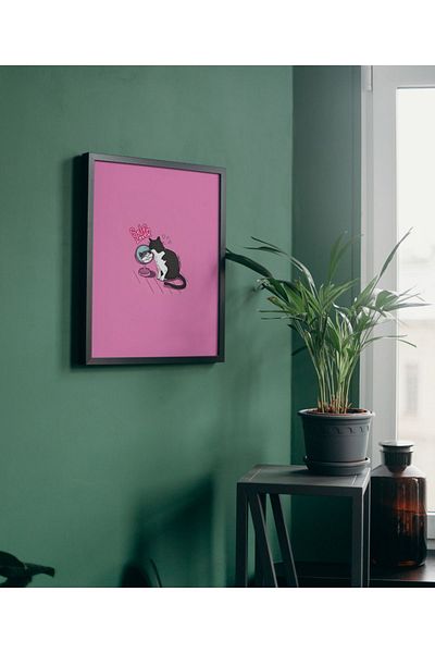 Arthopia Self Love Cat Pink Cute Cat Pinterest Αφίσα με κορνίζα Υψηλής ποιότητας διακοσμητικό σχέδιο ζωγραφικής